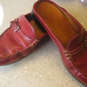 Cole Haan Red Leather Driver's Mules,  Size 6B